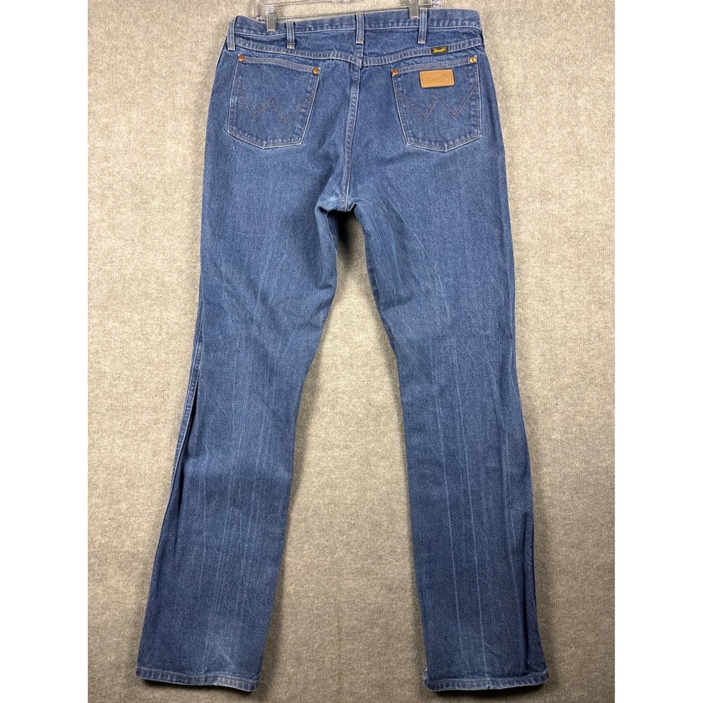 VTG Wrangler 13MWZ Cowboy Cut Jeans Made in USA 38x35 Blue Denim - Picture 3 of 10
